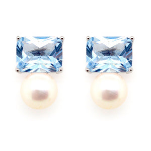 Sybella Earrings Silver Sybella blue stone and pearl stud