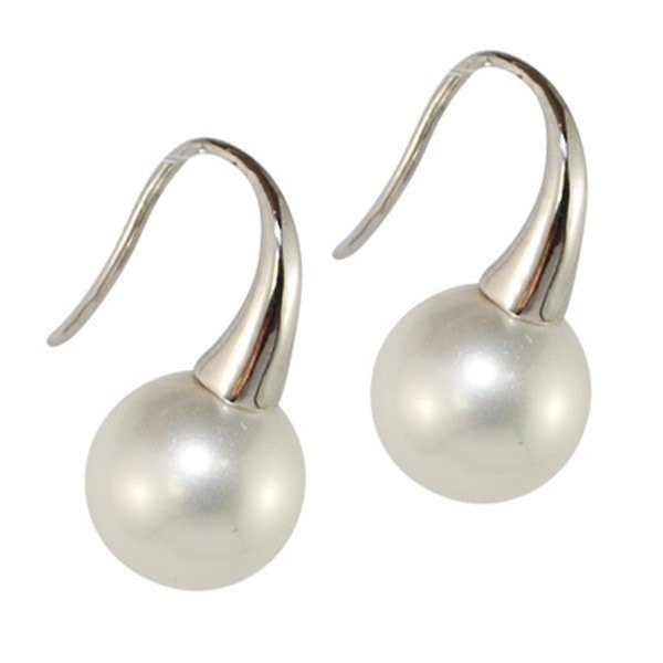Sybella Earrings Silver Sybella White Pearl On Designer Fixe Hook Earrings