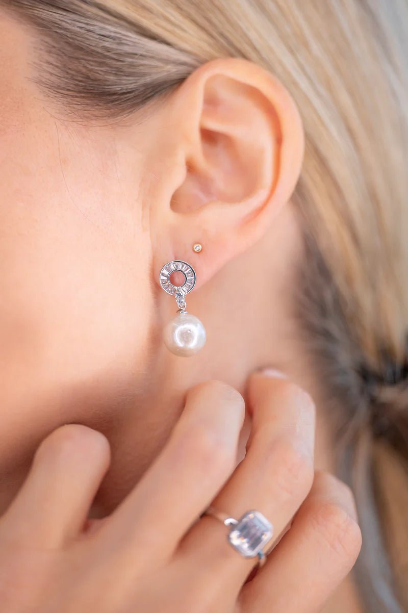 Sybella Earrings Silver Teya Baguette Earrings