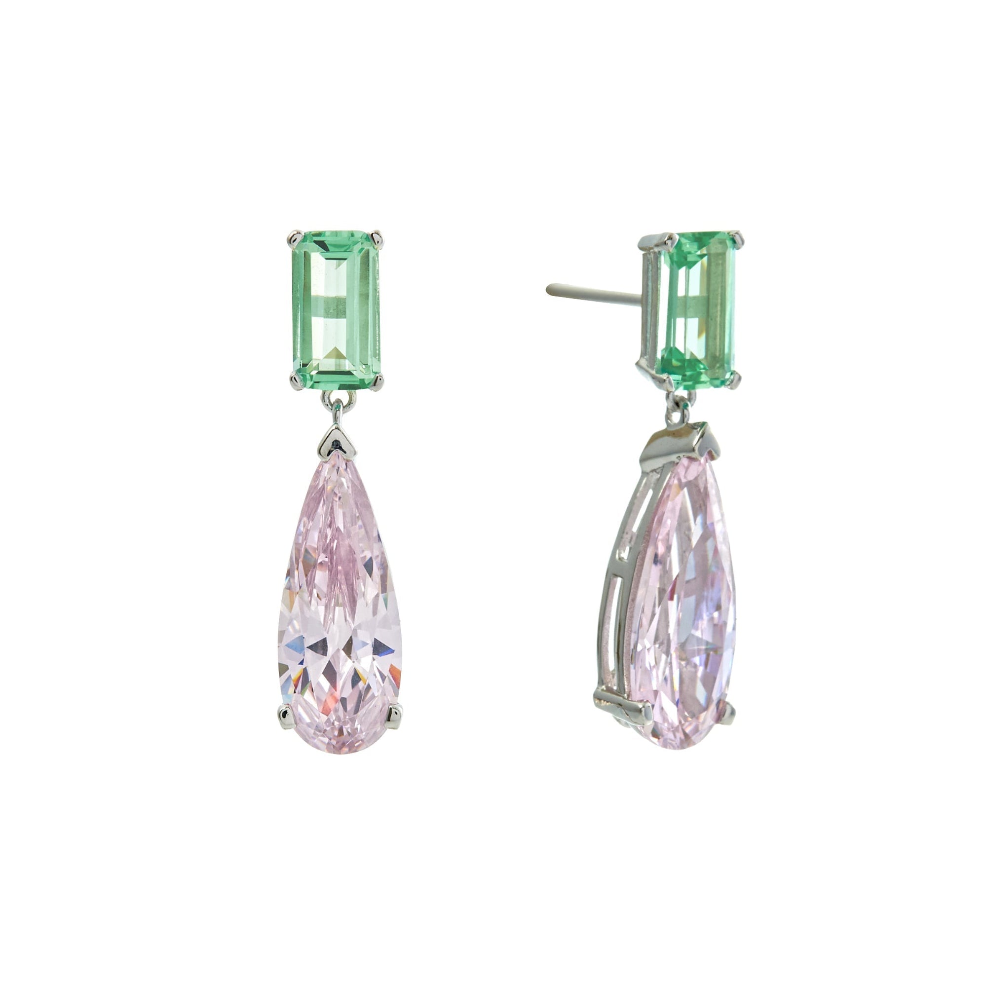 Sybella Earrings Silver Victoria Pink & Green Earrings
