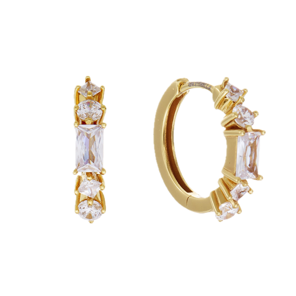 Sybella Earrings Sybela Luella Gold Plate Multi Shape CZ Hoop Earring