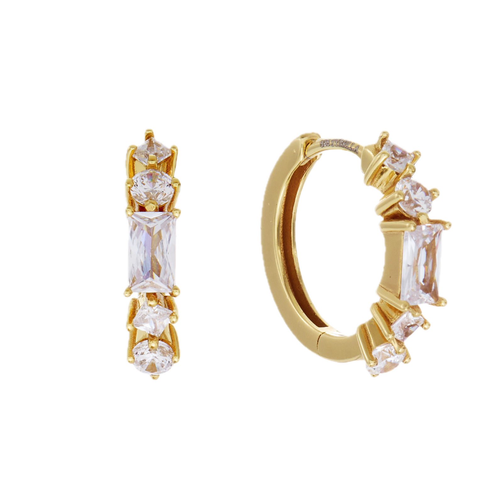 Sybella Earrings Sybela Luella Gold Plate Multi Shape CZ Hoop Earring