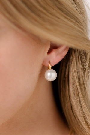 Sybella Earrings Sybella 14mm Round White Pearl Hook