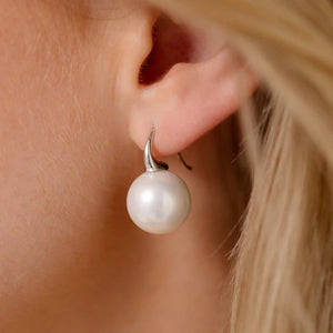Sybella Earrings Sybella 14mm Round White Pearl Hook