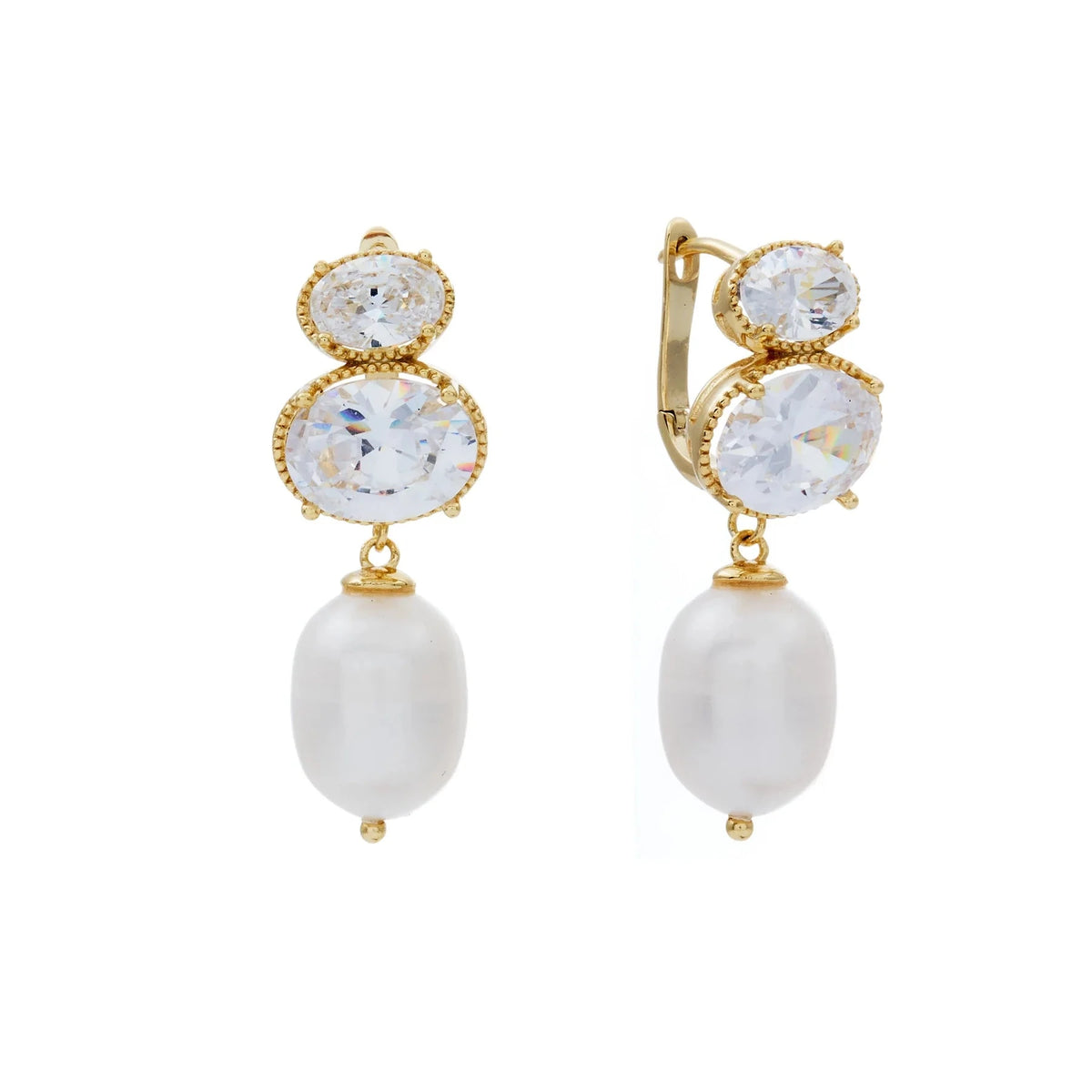Sybella Earrings Sybella Alessia Gold Plate White Freshwater Pearl and Cz Drop Earring