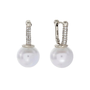 Sybella Earrings Sybella ANAYA Rhodium and White Pearl and CZ Drop Earring