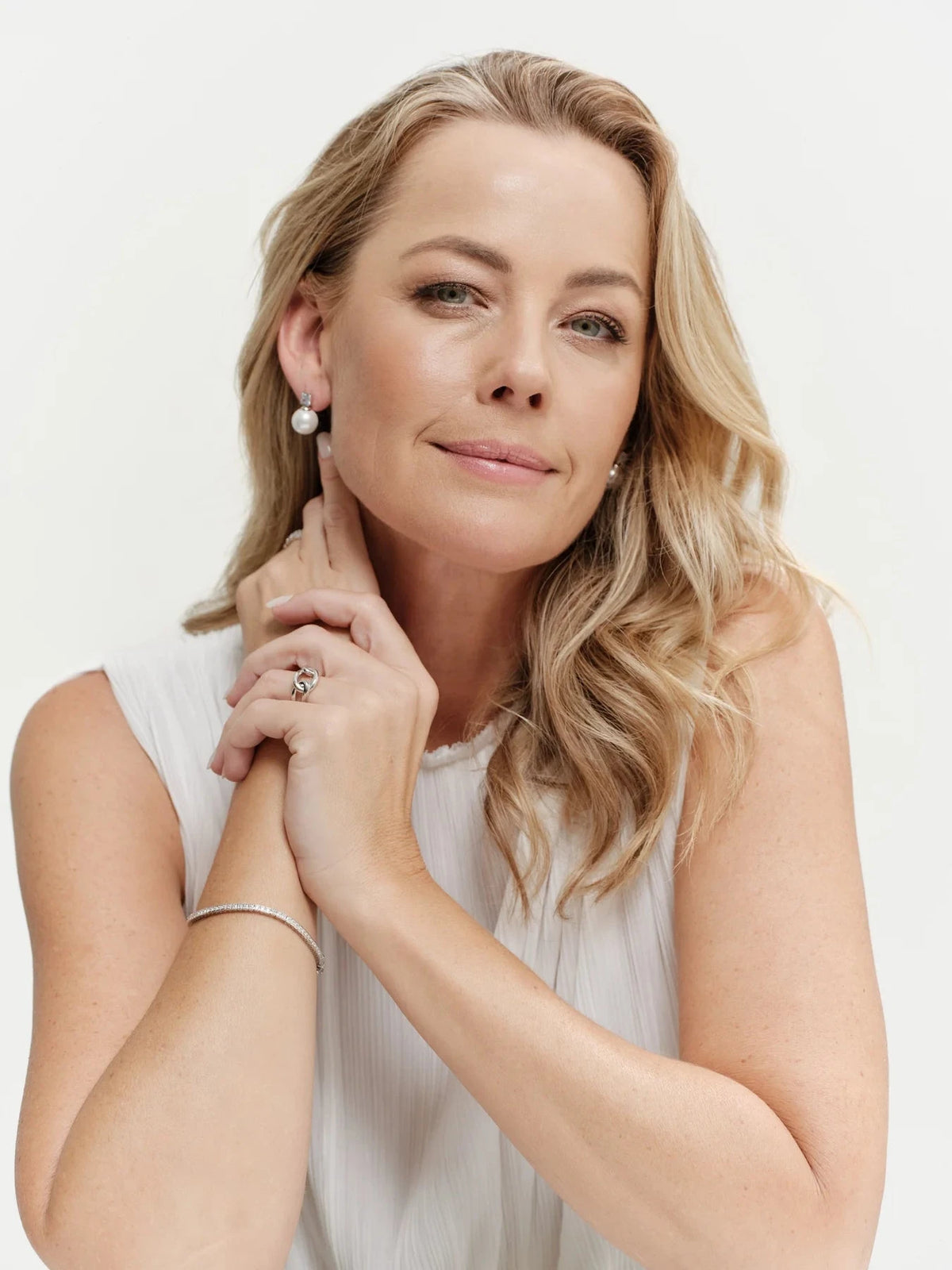 Sybella Earrings Sybella BRONTE Cz and White Pearl Stud Earring