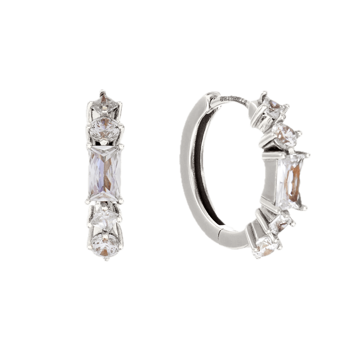 Sybella Earrings Sybella Luella Rhodium Plate Multi Shape CZ Hoop Earring