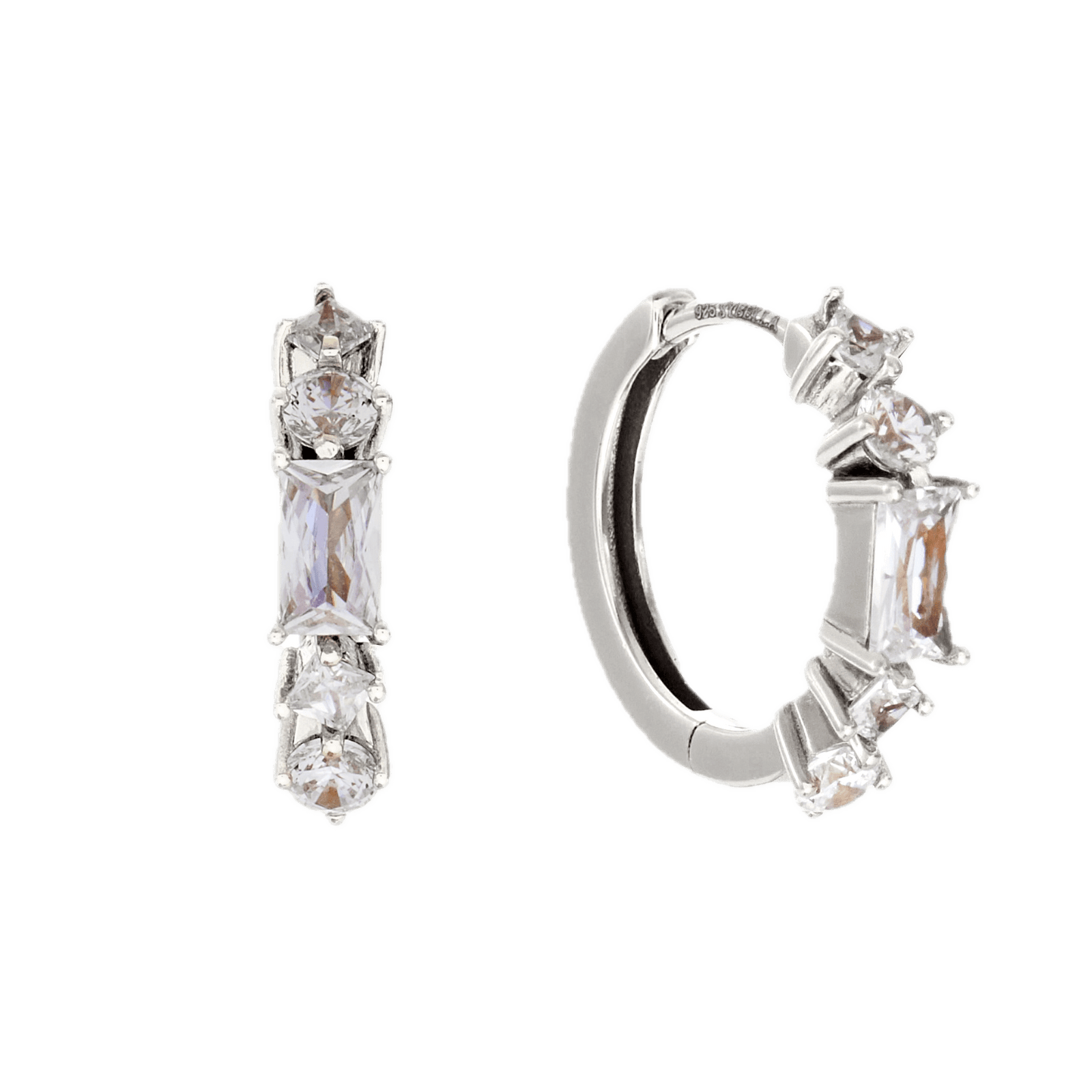 Sybella Earrings Sybella Luella Rhodium Plate Multi Shape CZ Hoop Earring