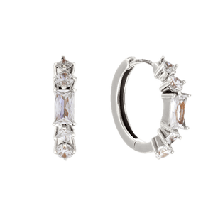 Sybella Earrings Sybella Luella Rhodium Plate Multi Shape CZ Hoop Earring