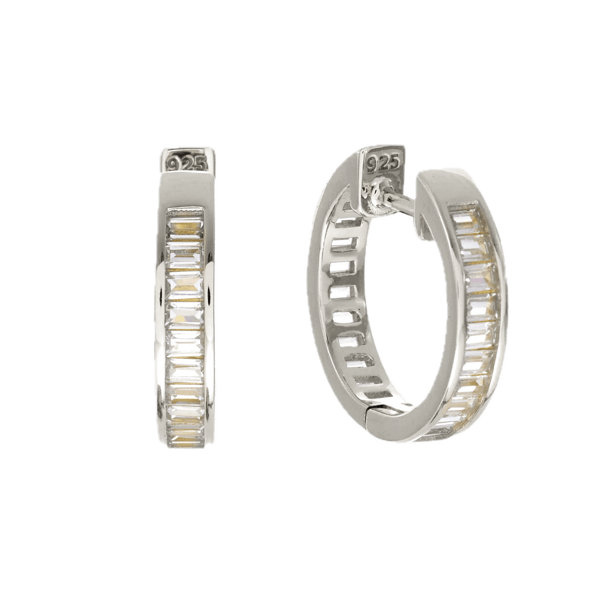 Sybella Earrings Sybella Lumi Rhodium Baguette CZ Hoop Earring