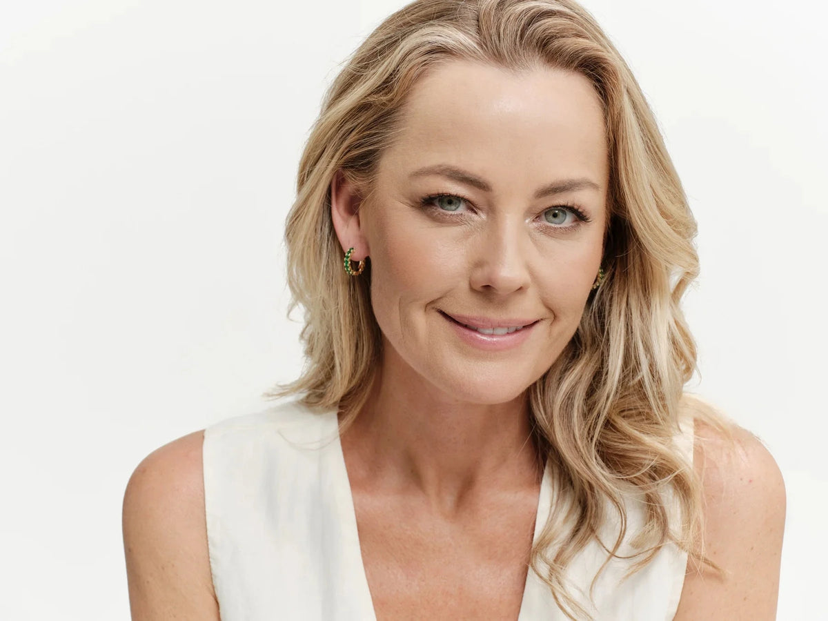 Sybella Earrings Sybella Lyla Gold Plate Claw Set CZ Hoop Earring