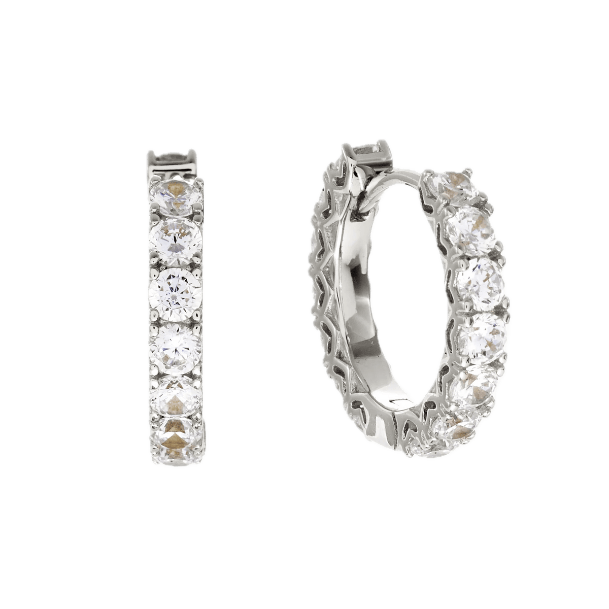 Sybella Earrings Sybella Lyla Silver Plate Claw Set CZ Hoop Earring