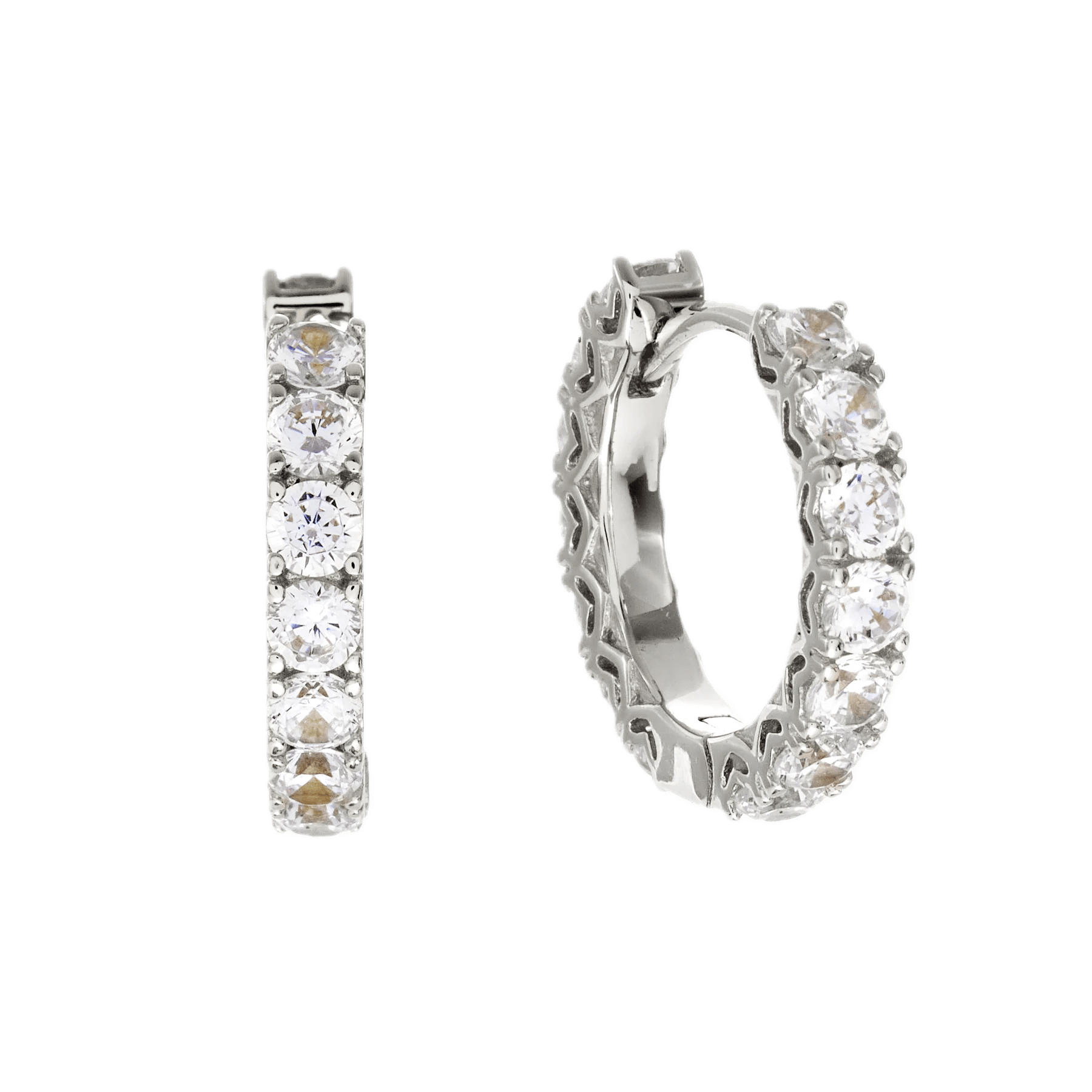 Sybella Earrings Sybella Lyla Silver Plate Claw Set CZ Hoop Earring