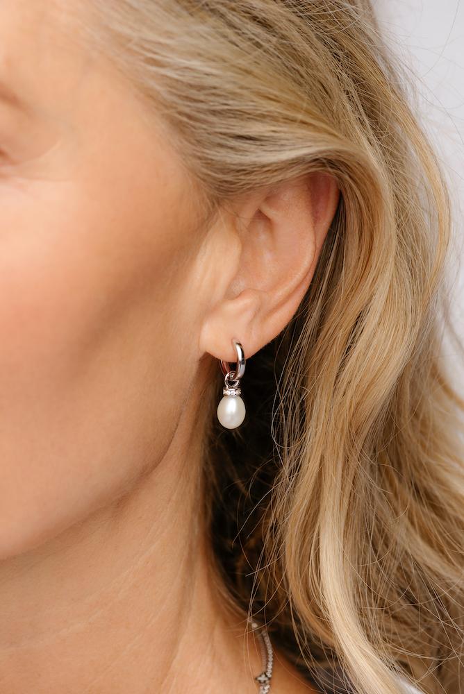 Sybella Earrings Sybella pearl huggie earrings