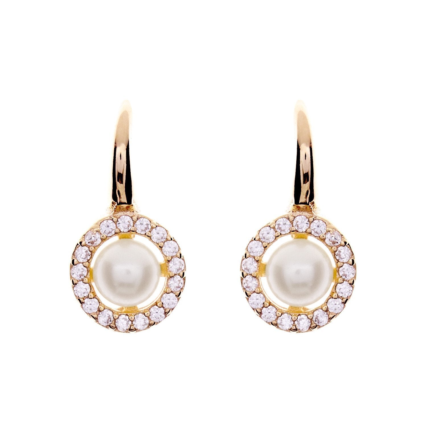 Sybella Earrings Sybella yellow gold round freshwater pearl stud
