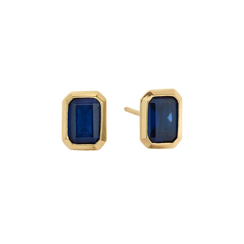 Sybella Earrings Yellow Gold / Green Gabriella Baguette Stud Earrings