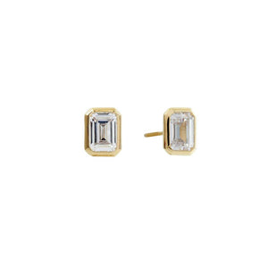 Sybella Earrings Yellow Gold Gabriella Clear Baguette Stud Earrings