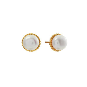 Sybella Earrings Yellow Gold Minnie Pearl Stud Earrings