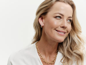 Sybella Jewellery Earrings E4037-GP-LUMI-Gold Plate Baguette CZ  Hoop Earring