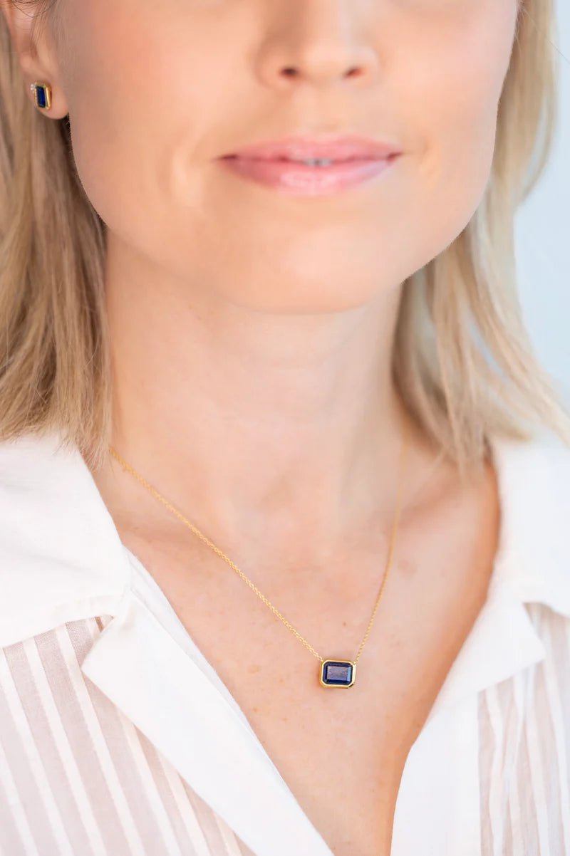 Sybella Necklaces Yellow Gold / Blue Gabriella Baguette Necklace
