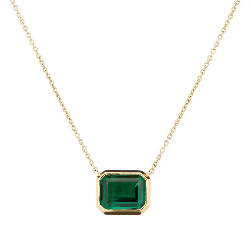 Sybella Necklaces Yellow Gold / Green Gabriella Baguette Necklace