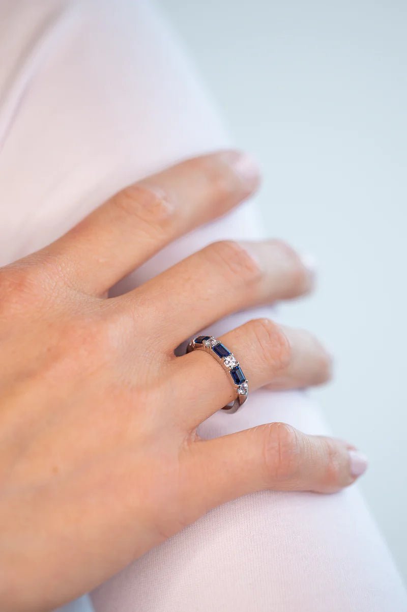Sybella Rings Silver / 6 / Blue Leanne Baguette ring