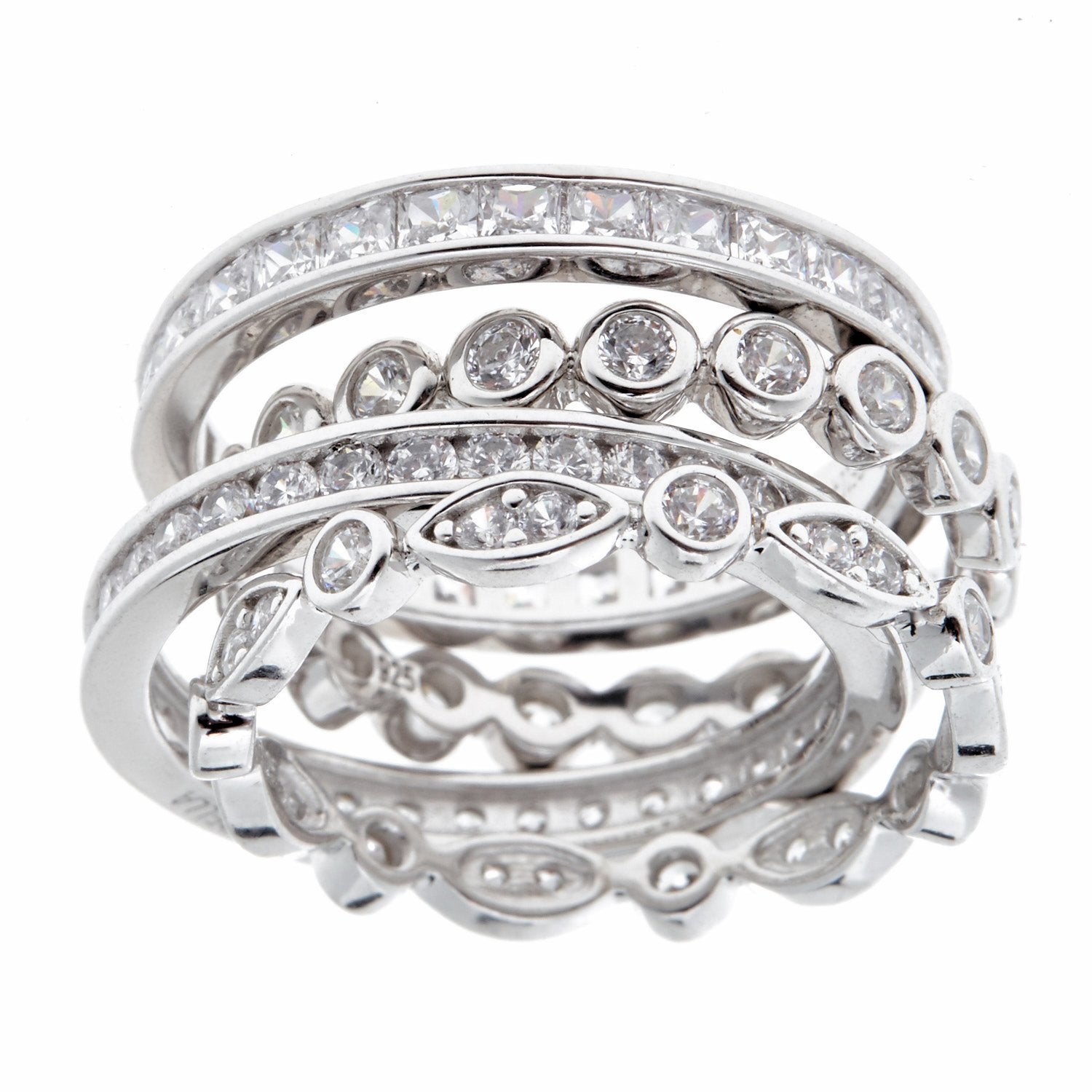 Sybella Rings Sybella Rhodium 4-piece ring stack