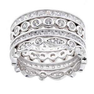 Sybella Rings Sybella Rhodium 4-piece ring stack