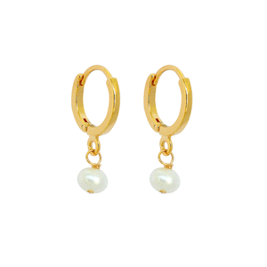 Duo Single Pearl Huggie Earrings